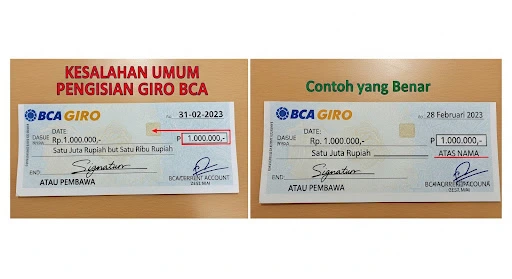 Kesalahan Umum Pengisian Giro BCA dan Contoh yang Benar